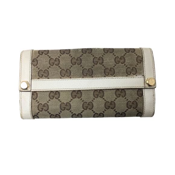 Gucci GG Canvas Beige with White Leather Continental Wallet